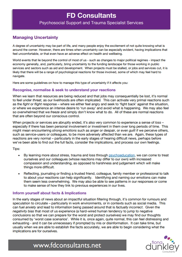 FDC-Managing Uncertainty Featured Image